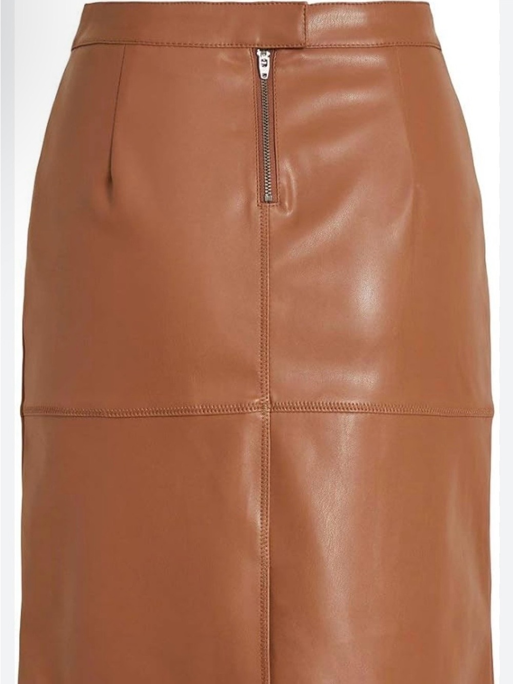 Brown Faux Leather Pencil Skirt